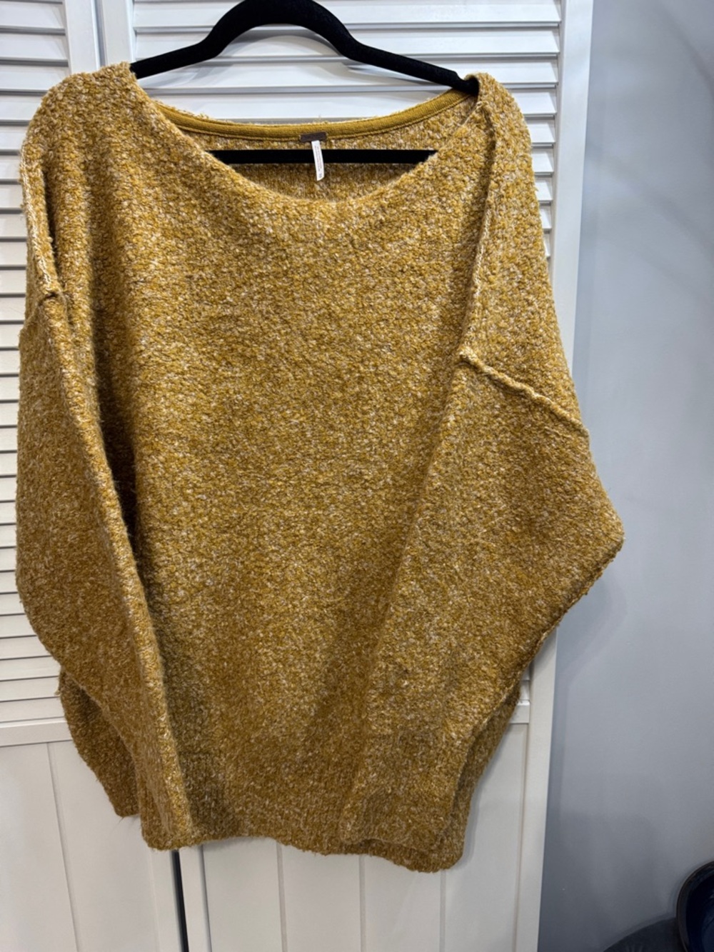 Free People Textured Mustard Drop-Shoulder Sweater